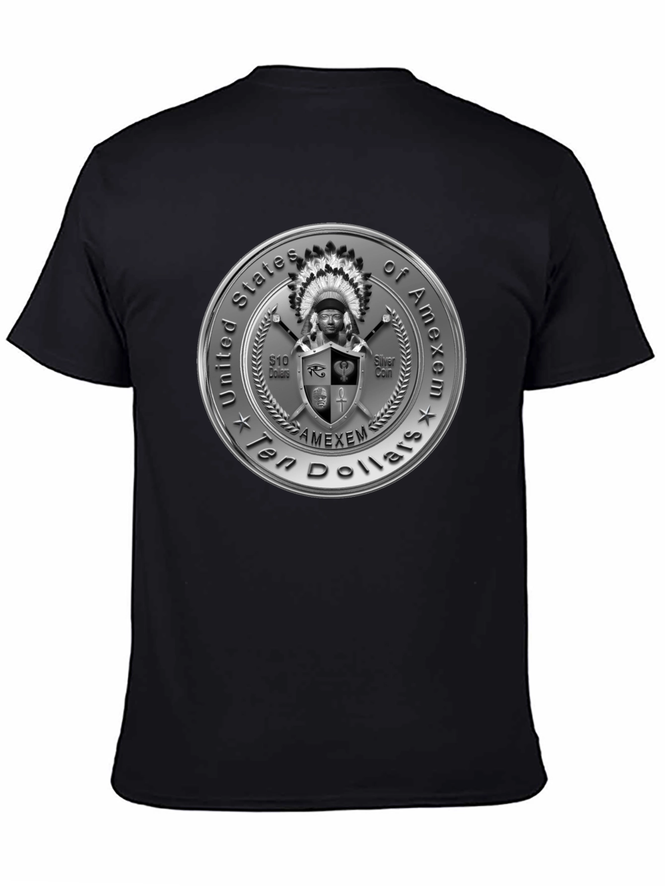 Amexem Coin Black T-Shirt - Ten Dollars