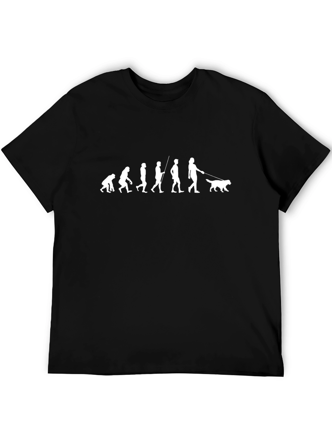 Evolution of Man with Dog Black Graphic Tee