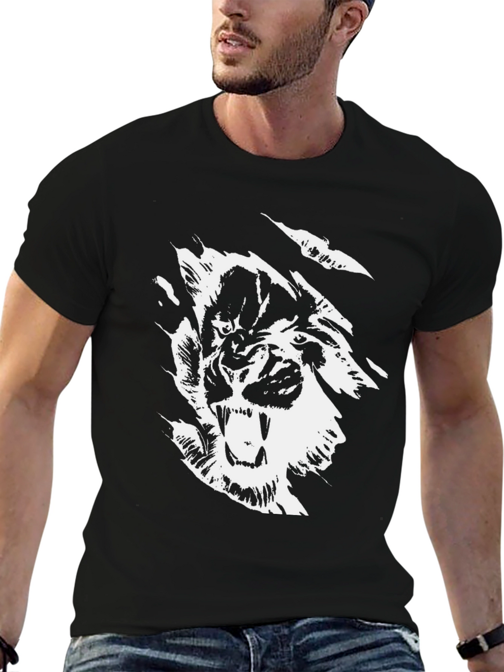 Black Graphic Tee - Roaring Tiger Design