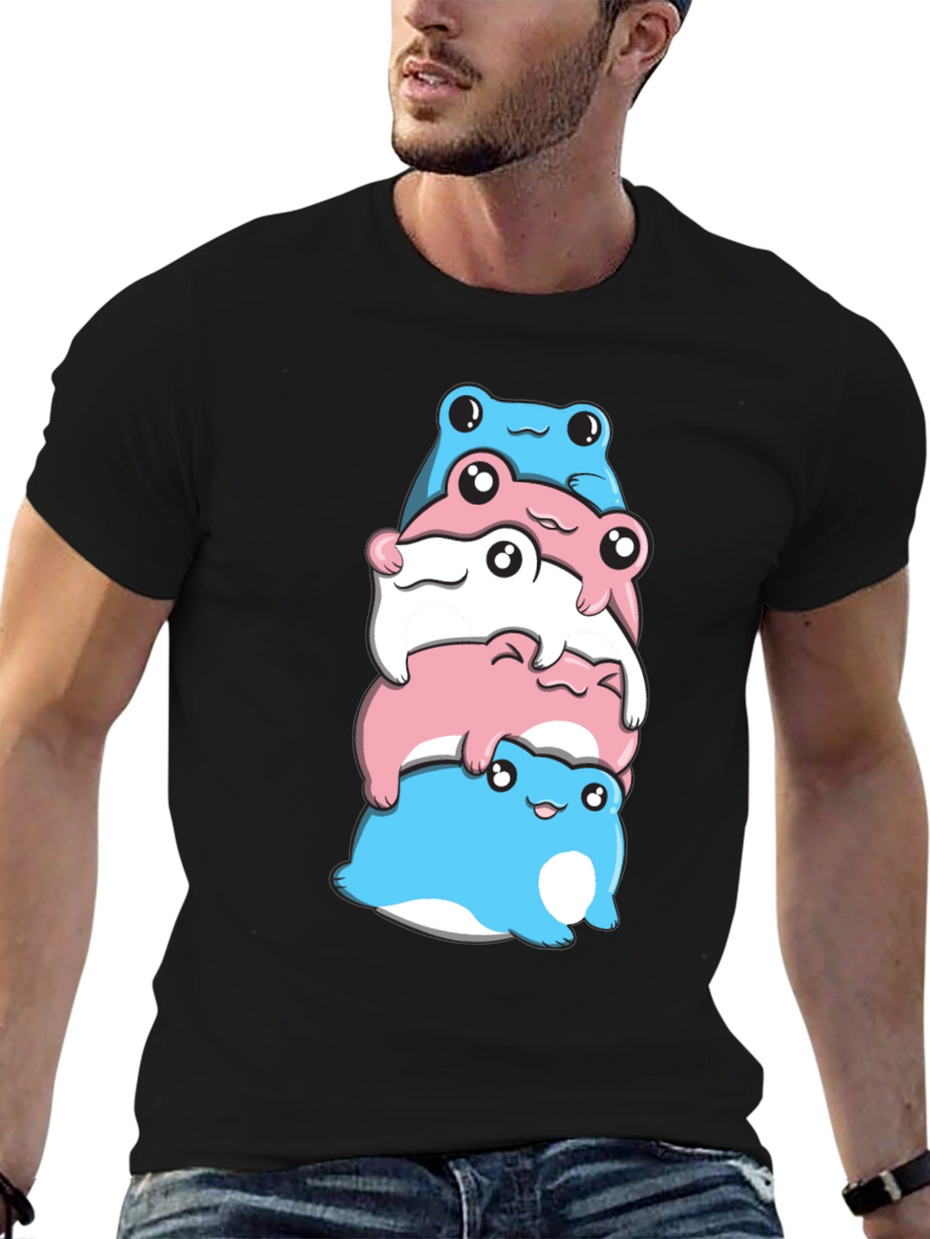 Stacked Transgender Pride Frogs Graphic Tee