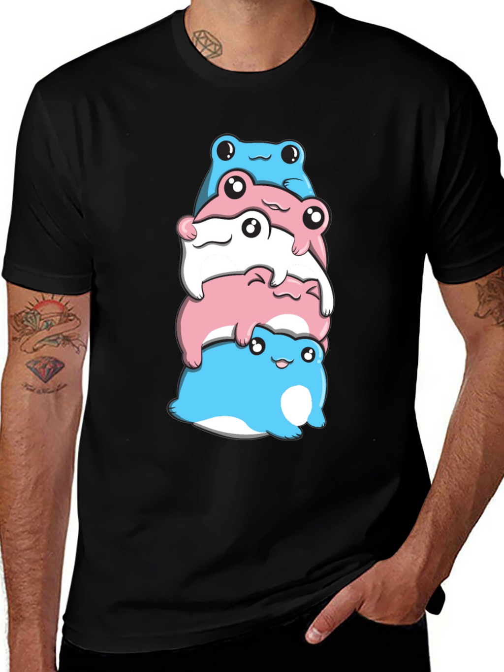 Stacked Transgender Pride Frogs Graphic Tee