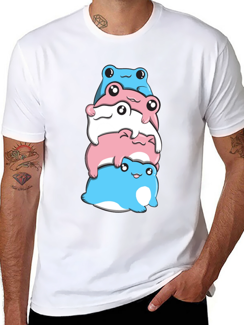 Stacked Transgender Pride Frogs Graphic Tee