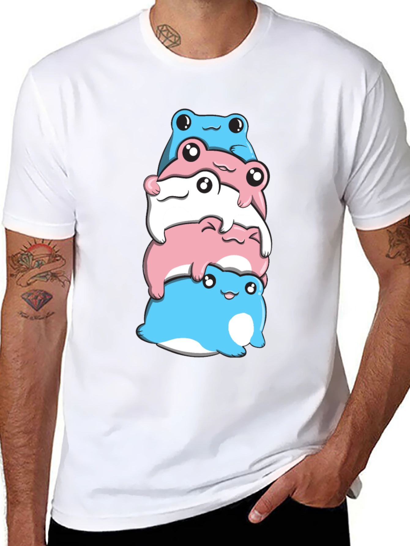 Stacked Transgender Pride Frogs Graphic Tee