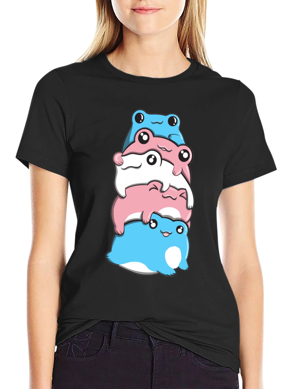 Stacked Transgender Pride Frogs Graphic Tee