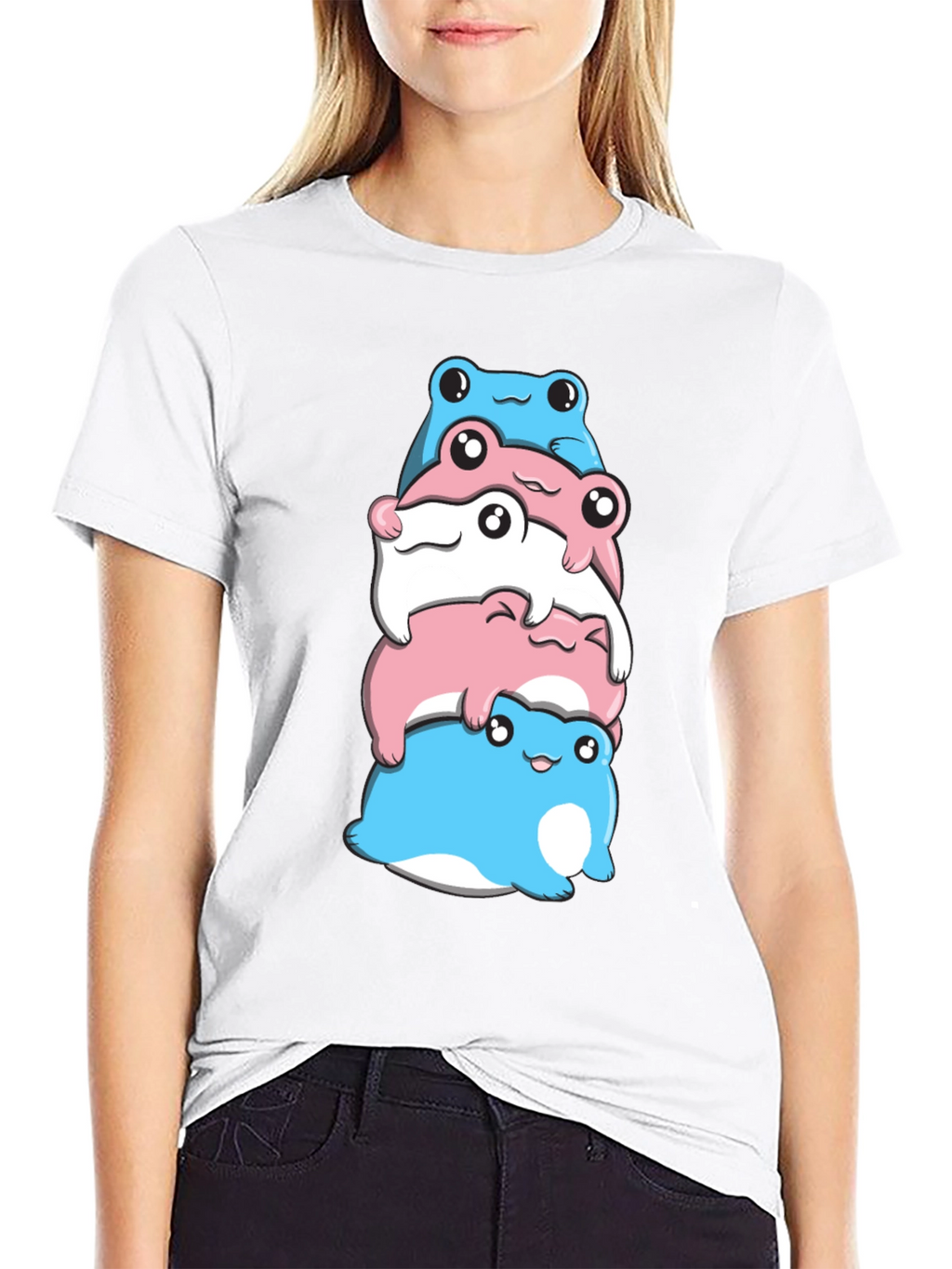 Stacked Transgender Pride Frogs Graphic Tee