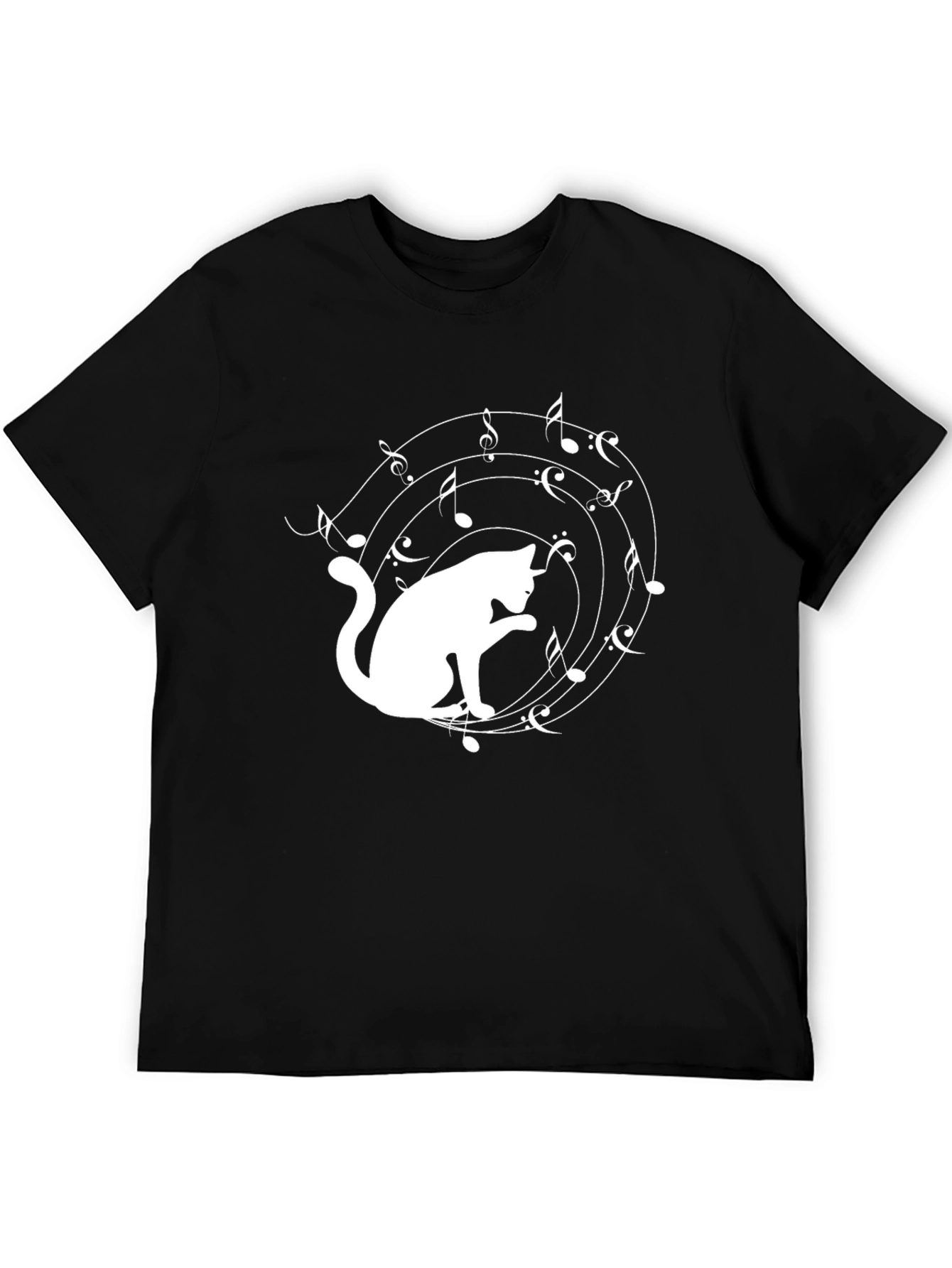 Cat Music Lover T-Shirt - Black Cotton Tee