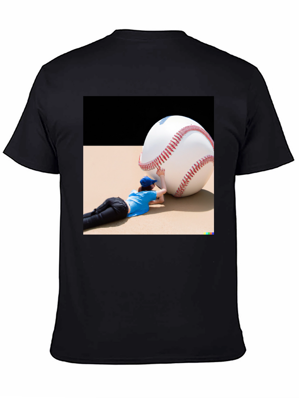 Novelty Graphic T-Shirt: Baseball Player & Giant Ball