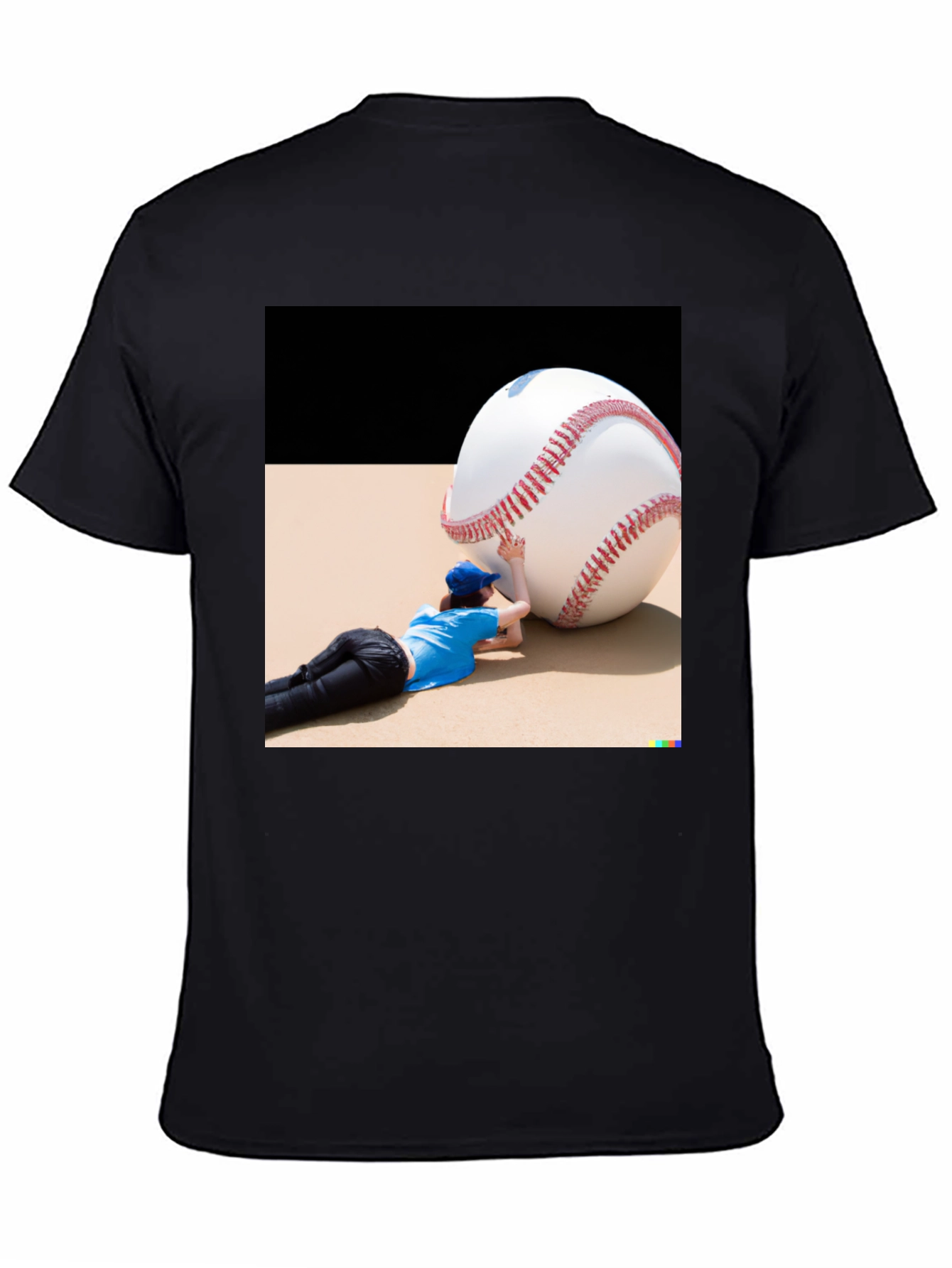 Novelty Graphic T-Shirt: Baseball Player & Giant Ball