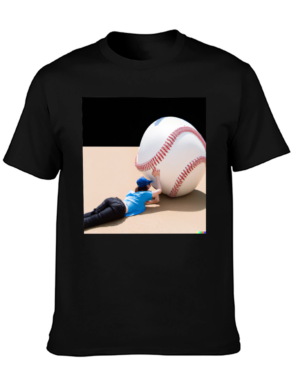 Novelty Graphic T-Shirt: Baseball Player & Giant Ball