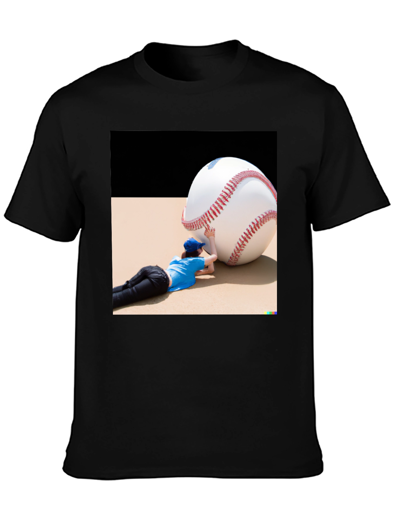 Novelty Graphic T-Shirt: Baseball Player & Giant Ball