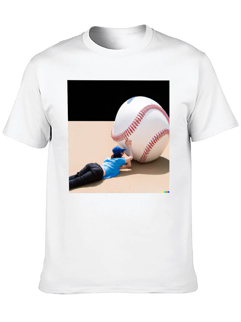 Novelty Graphic T-Shirt: Baseball Player & Giant Ball