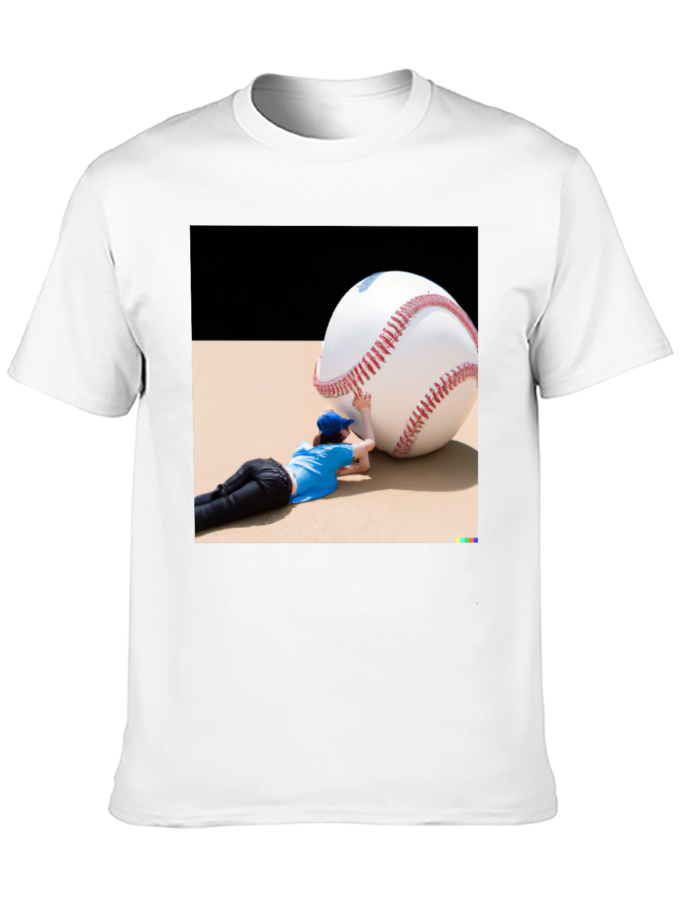 Novelty Graphic T-Shirt: Baseball Player & Giant Ball