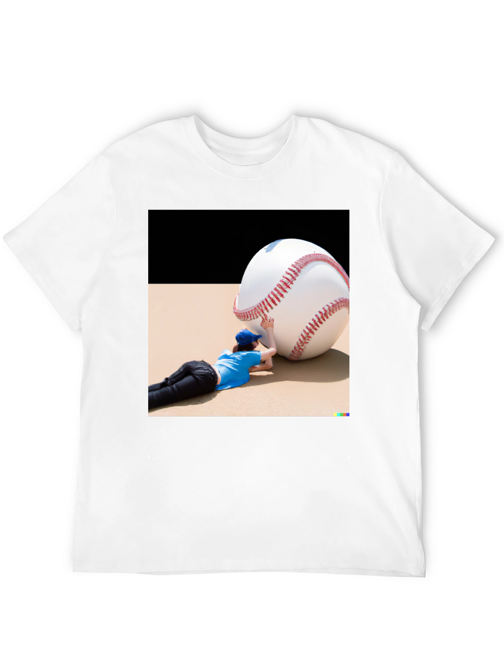 Novelty Graphic T-Shirt: Baseball Player & Giant Ball