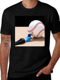 Novelty Graphic T-Shirt: Baseball Player & Giant Ball