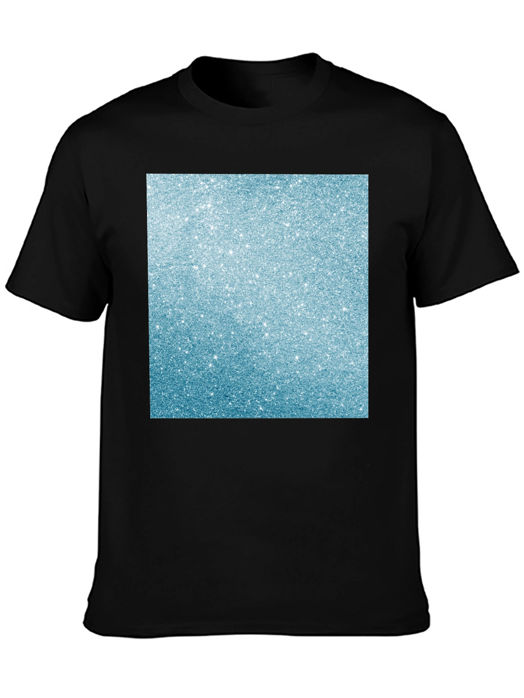 Mens Black T-Shirt with Glitter Square Design