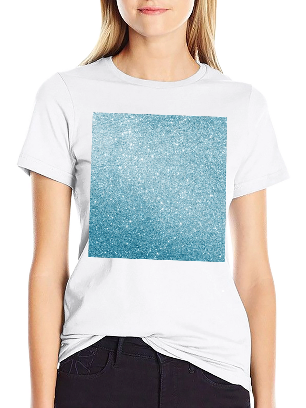 Mens Black T-Shirt with Glitter Square Design