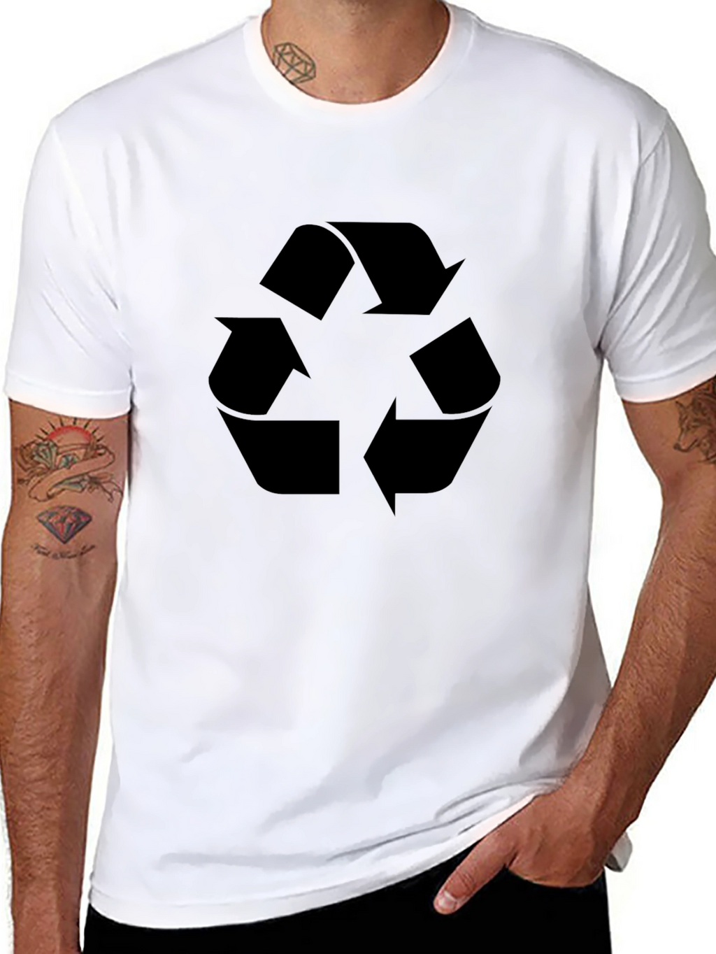 Eco-Friendly Black T-Shirt with Recycle Symbol