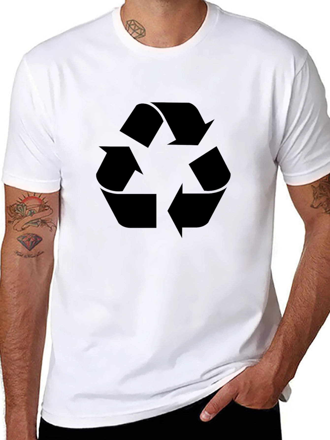 Eco-Friendly Black T-Shirt with Recycle Symbol