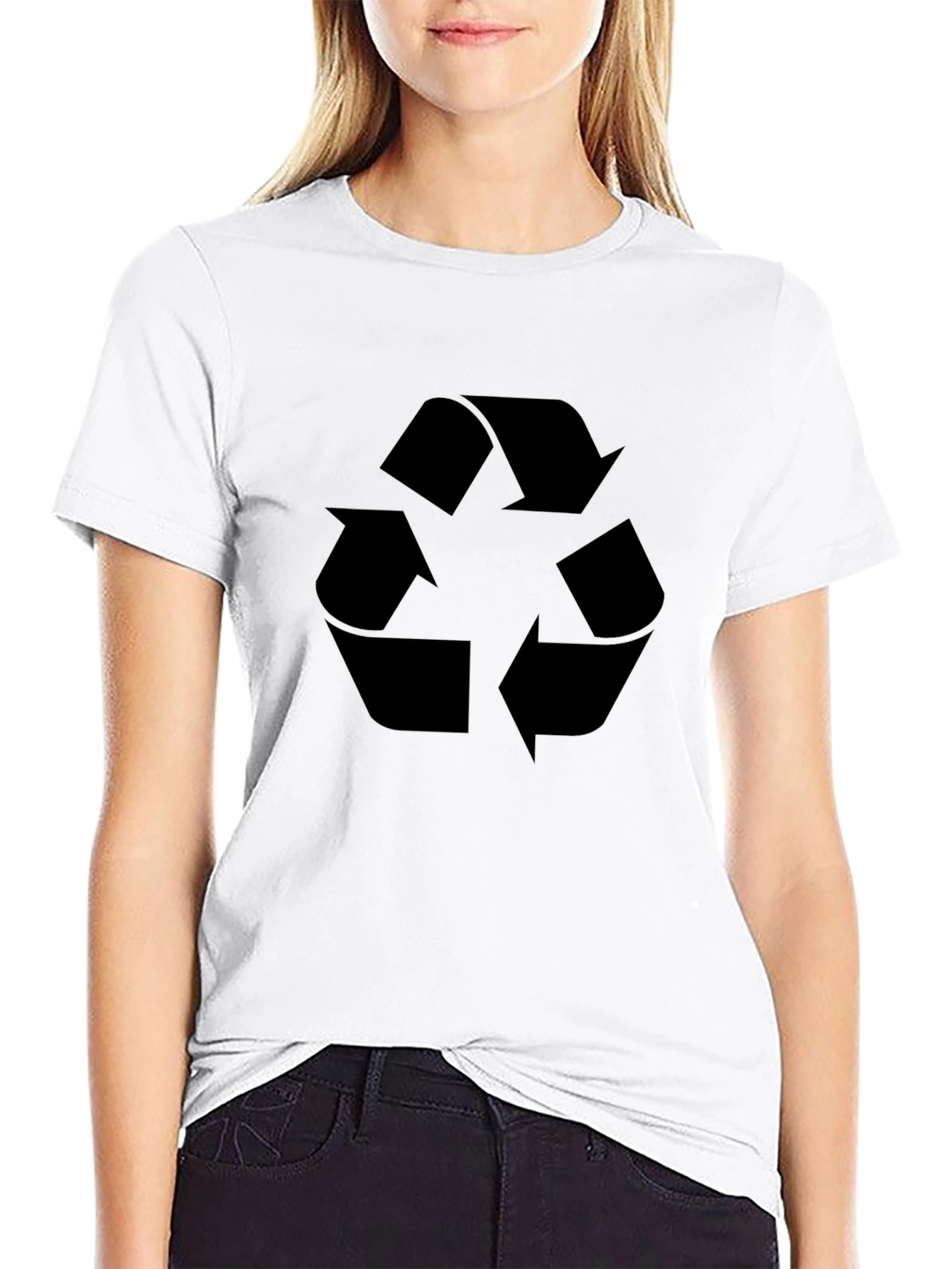 Eco-Friendly Black T-Shirt with Recycle Symbol