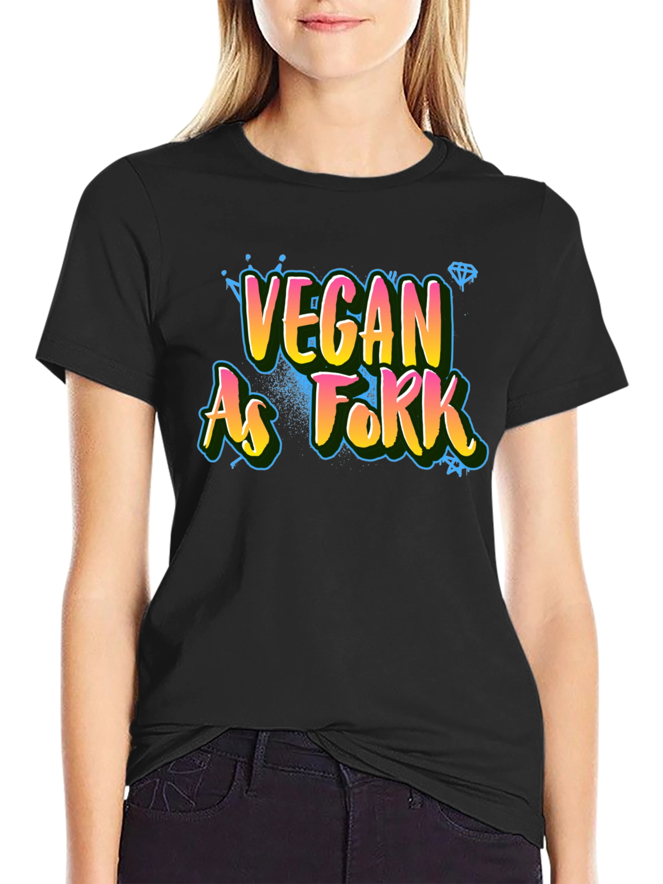 Vegan As Fork Graphic Tee - Black Cotton T-Shirt