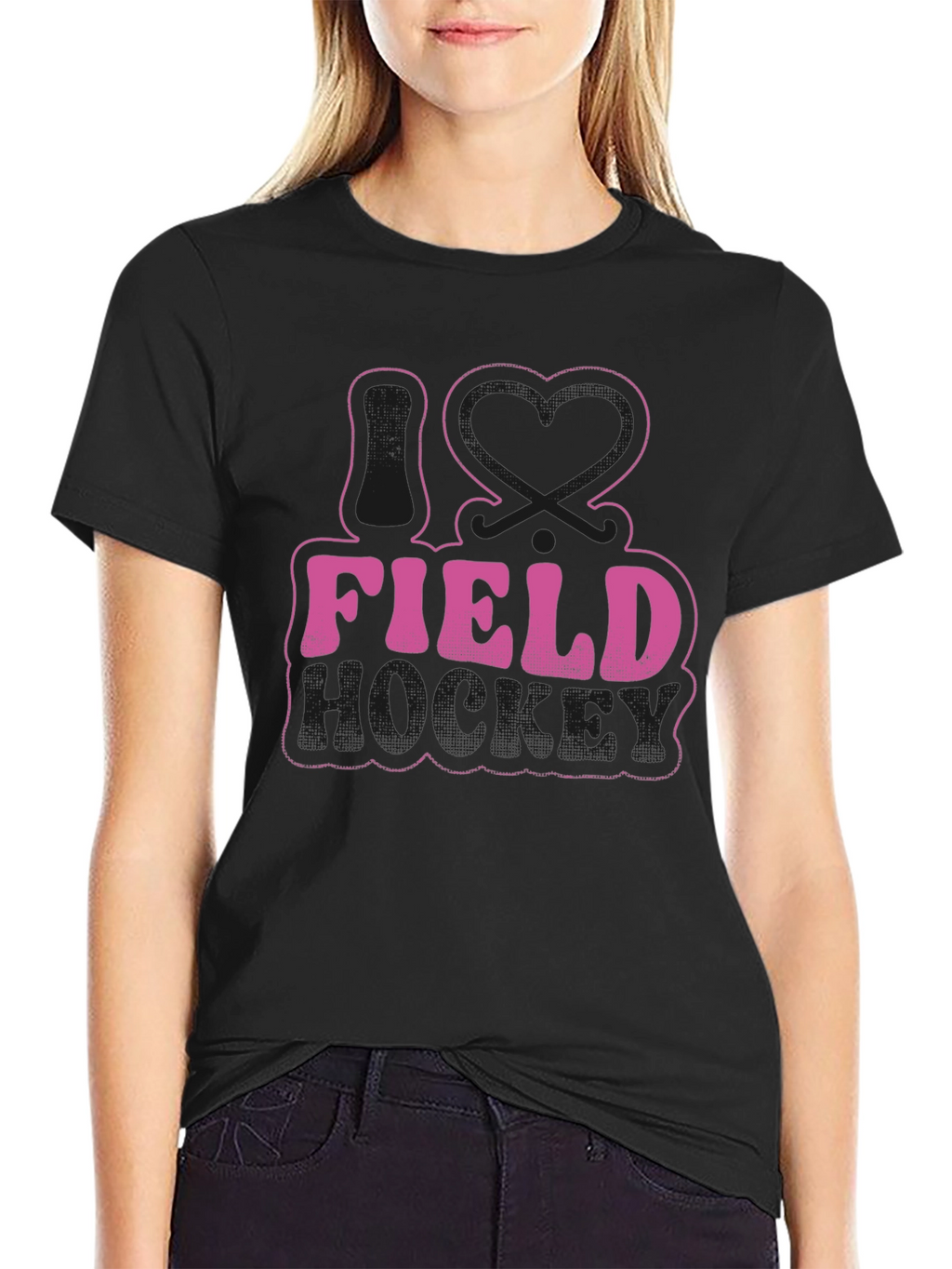 I Love Field Hockey Graphic Tee - Black