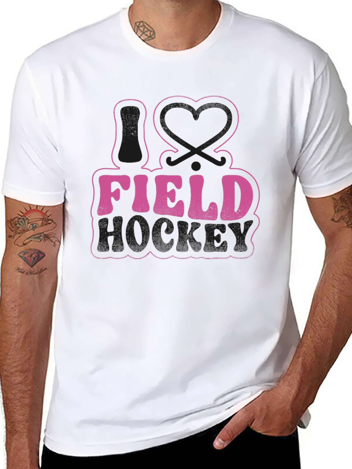 I Love Field Hockey Graphic Tee - Black