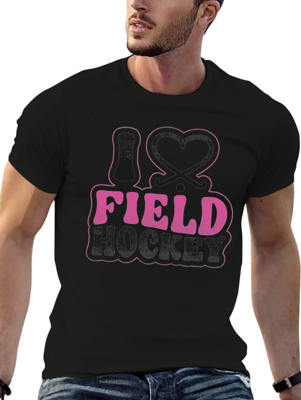 I Love Field Hockey Graphic Tee - Black