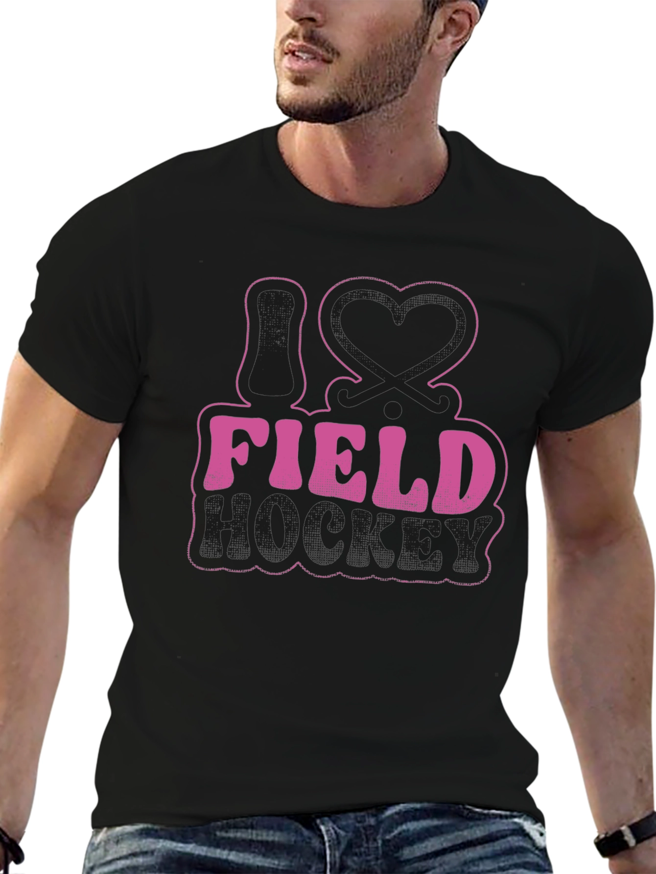 I Love Field Hockey Graphic Tee - Black