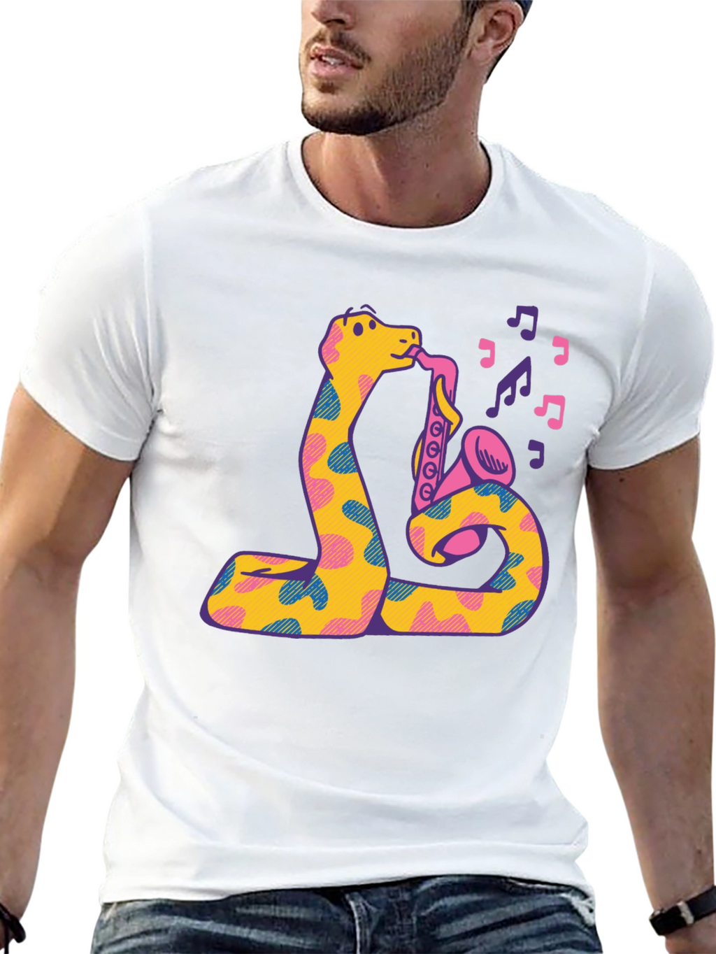 Snake Saxophone Graphic T-Shirt - Music Lover Tee