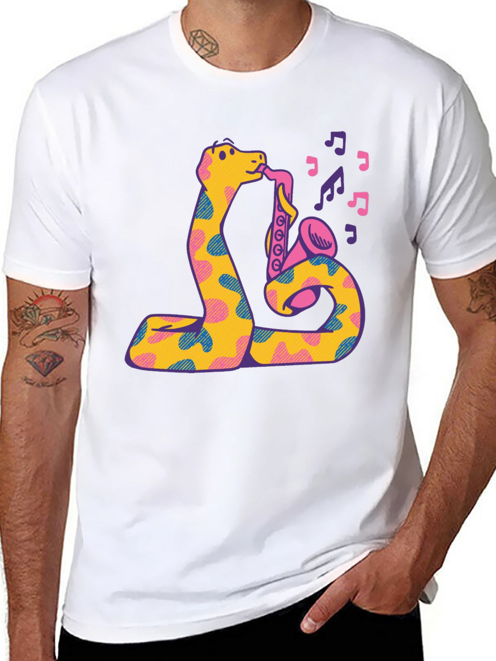 Snake Saxophone Graphic T-Shirt - Music Lover Tee