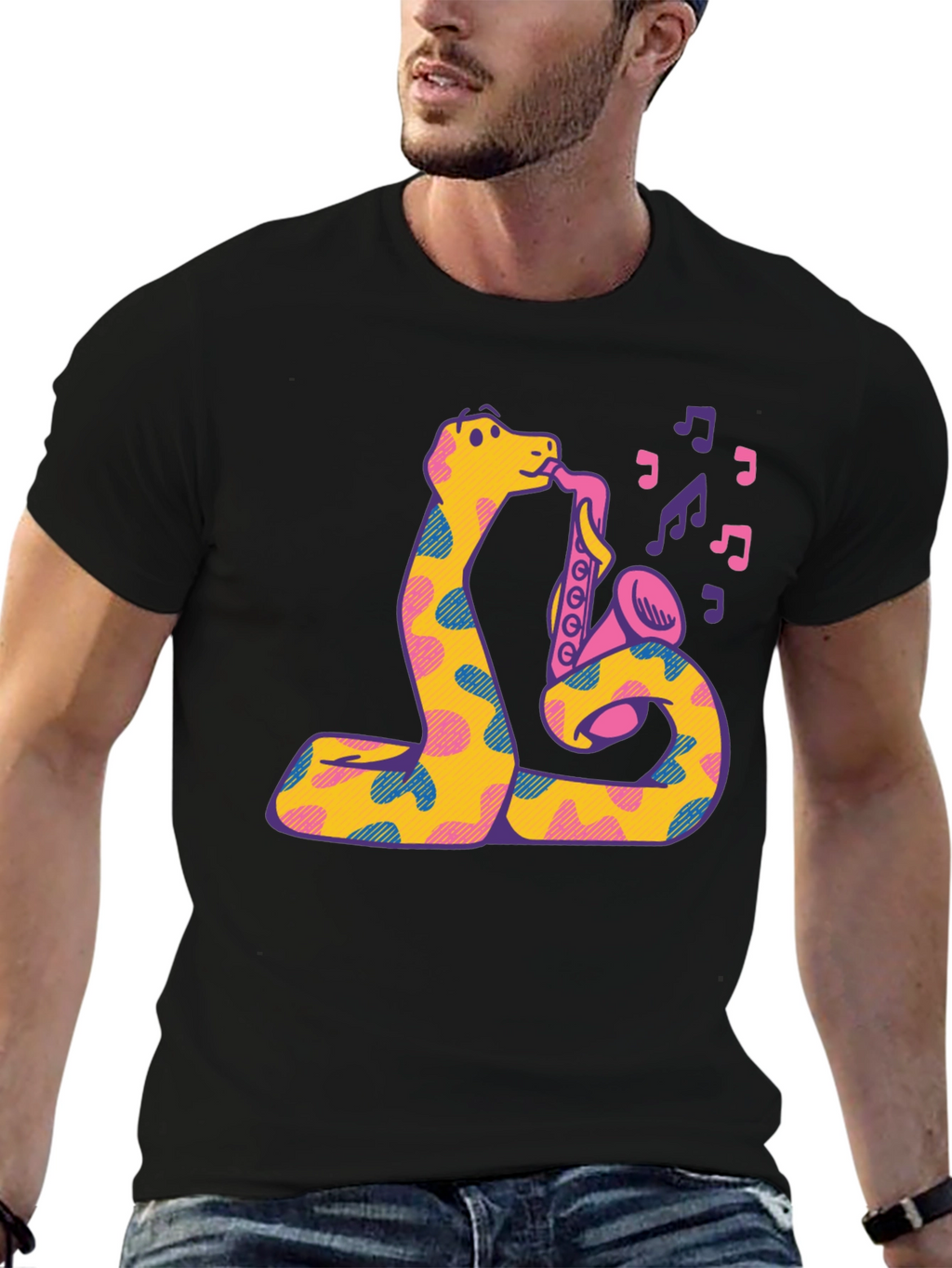 Snake Saxophone Graphic T-Shirt - Music Lover Tee