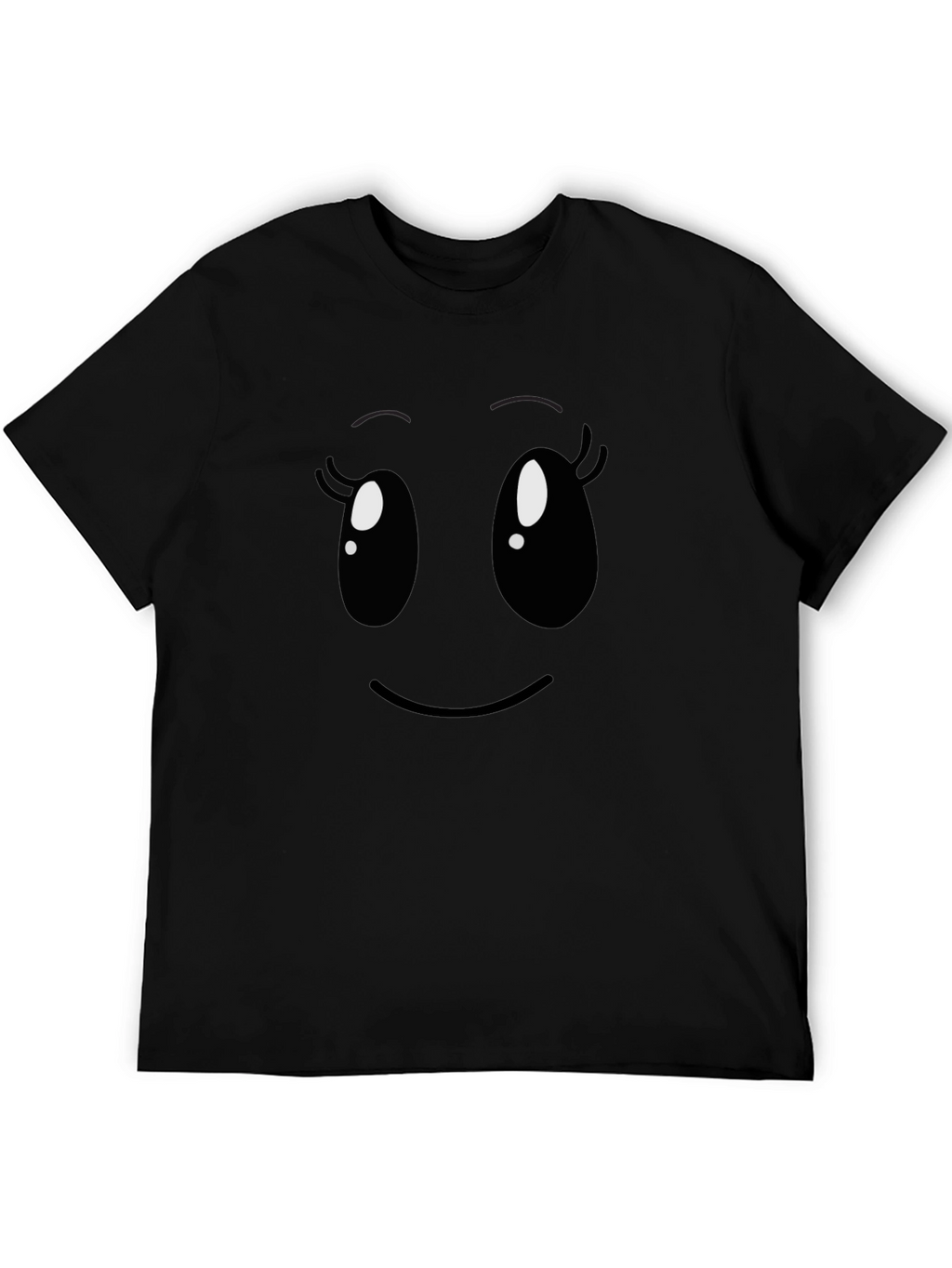 Cute Cartoon Face Black T-Shirt