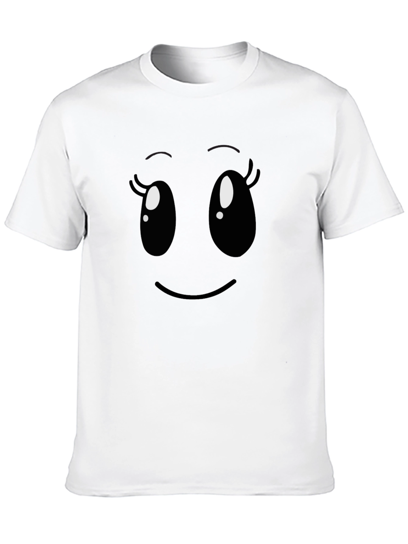 Cute Cartoon Face Black T-Shirt