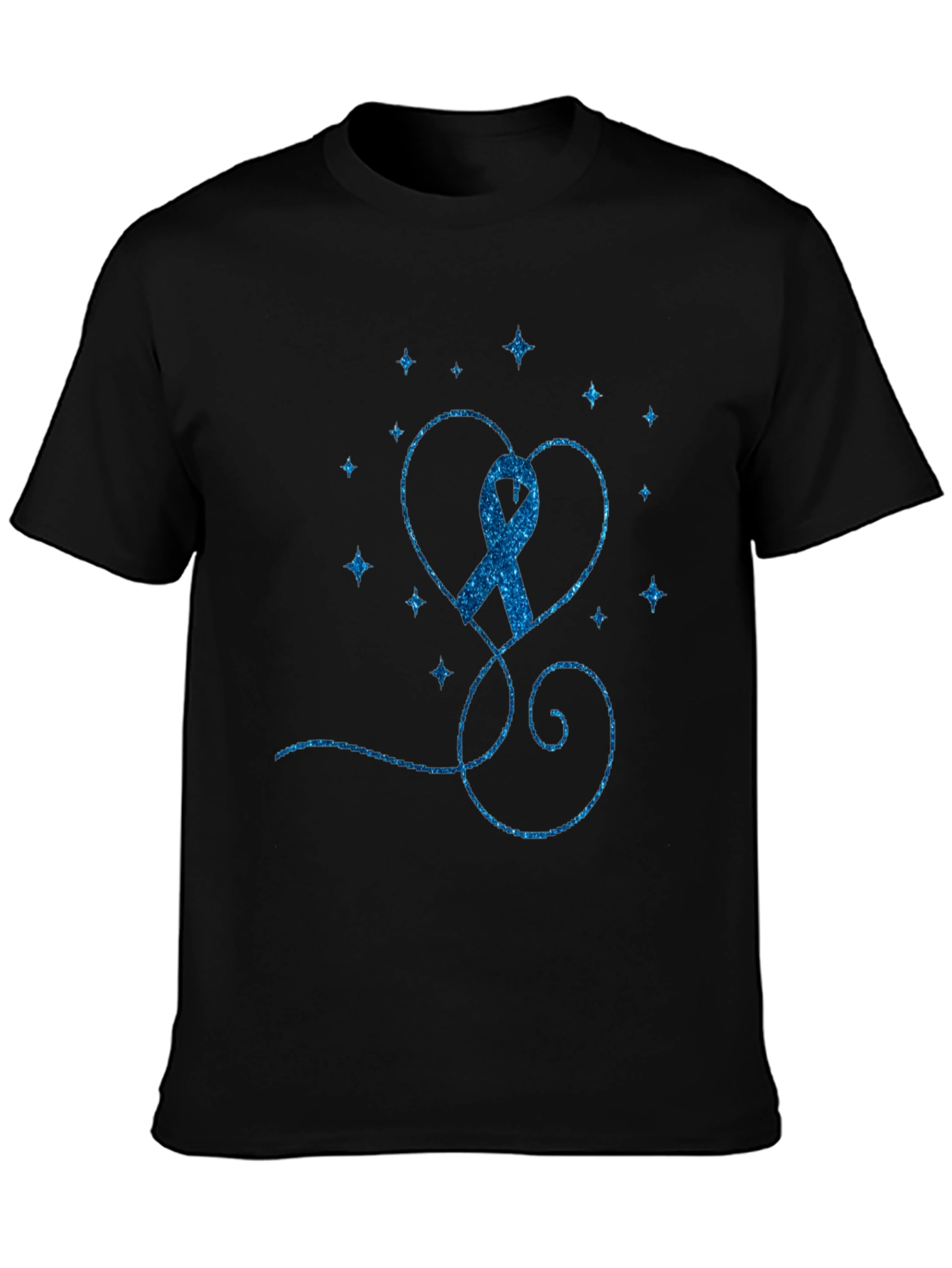 Blue Ribbon Heart Graphic Tee - Awareness Shirt
