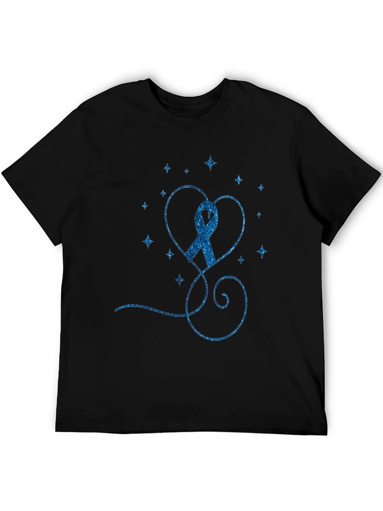 Blue Ribbon Heart Graphic Tee - Awareness Shirt