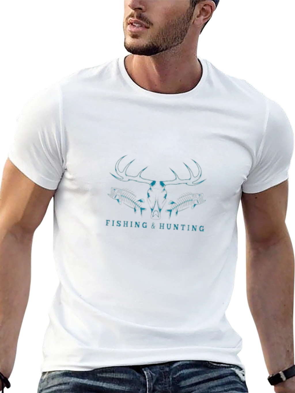Fishing & Hunting Graphic T-Shirt - Black