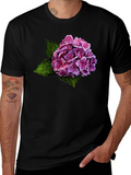 Floral Hydrangea Graphic Black T-Shirt
