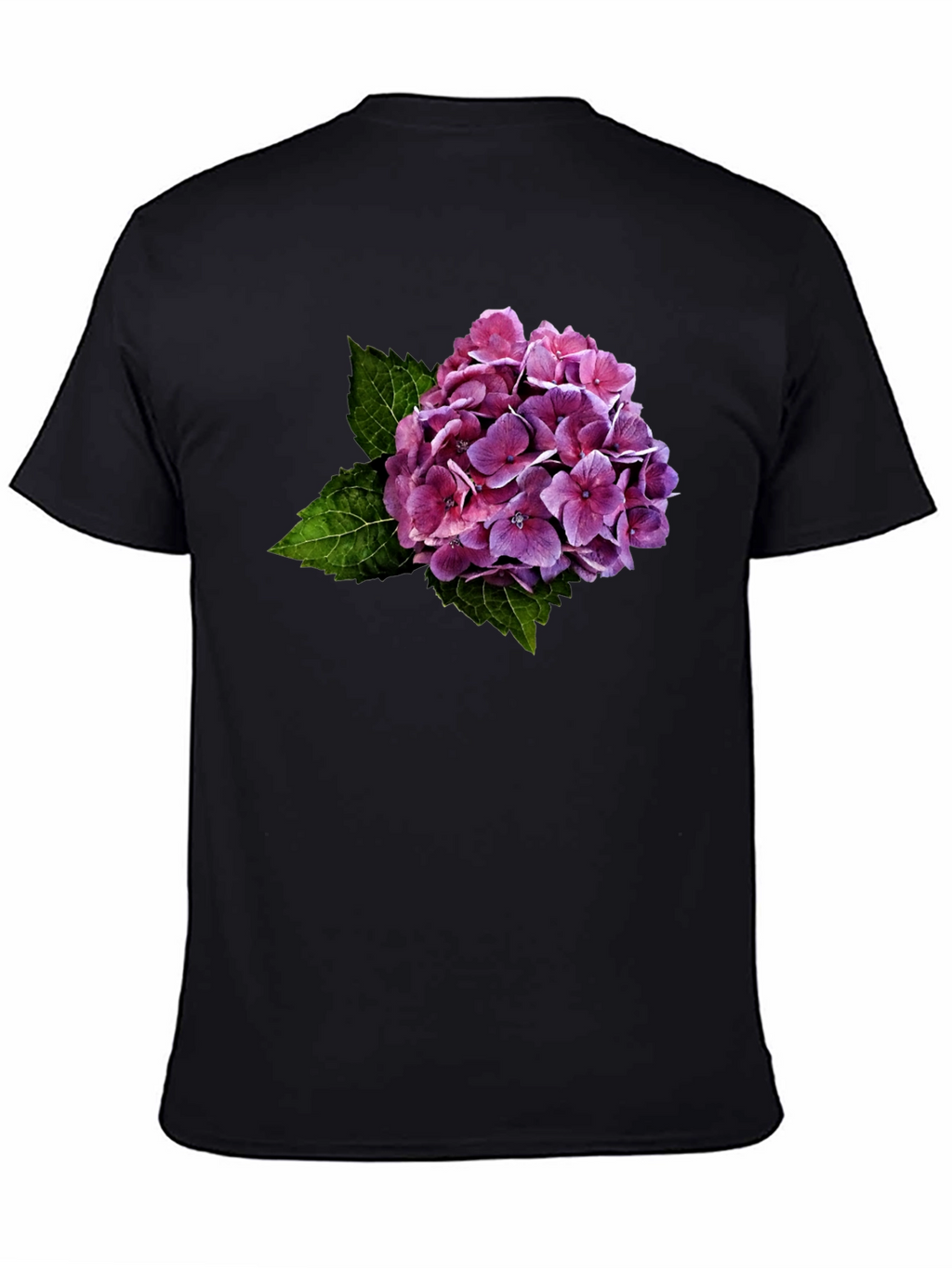 Floral Hydrangea Graphic Black T-Shirt