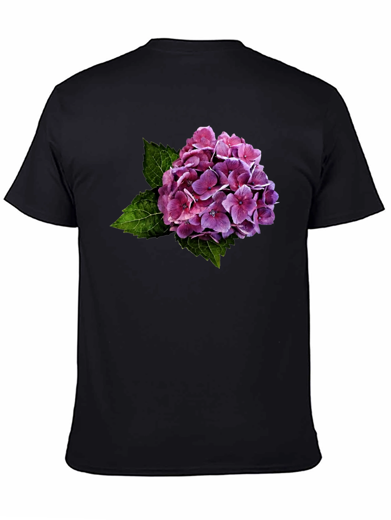 Floral Hydrangea Graphic Black T-Shirt