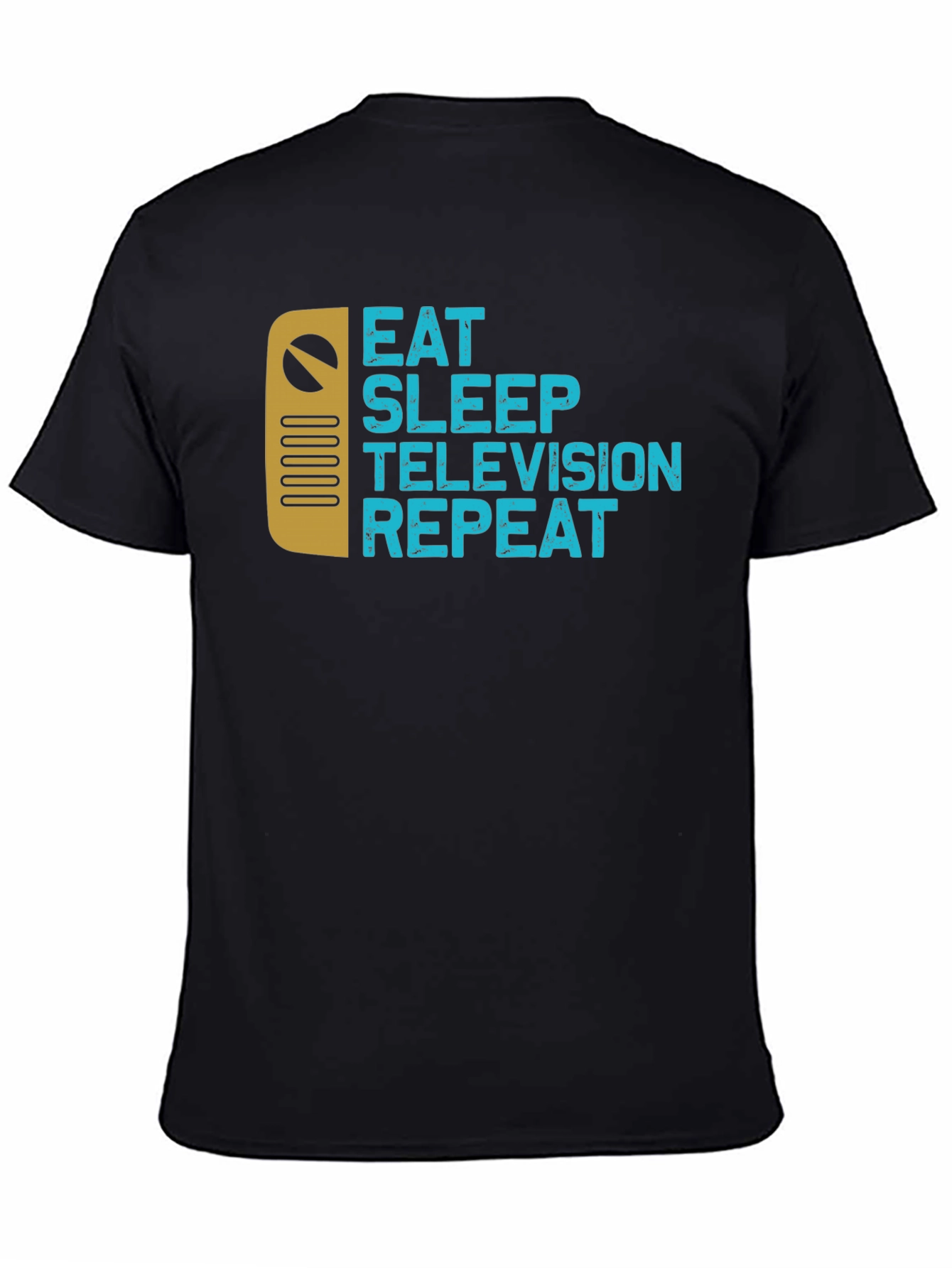 Eat Sleep Television Repeat Black Graphic Tee