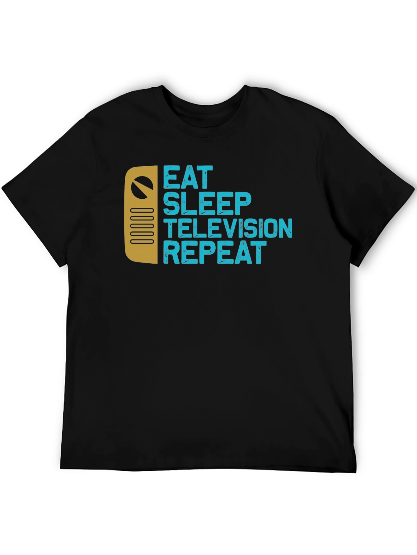 Eat Sleep Television Repeat Black Graphic Tee