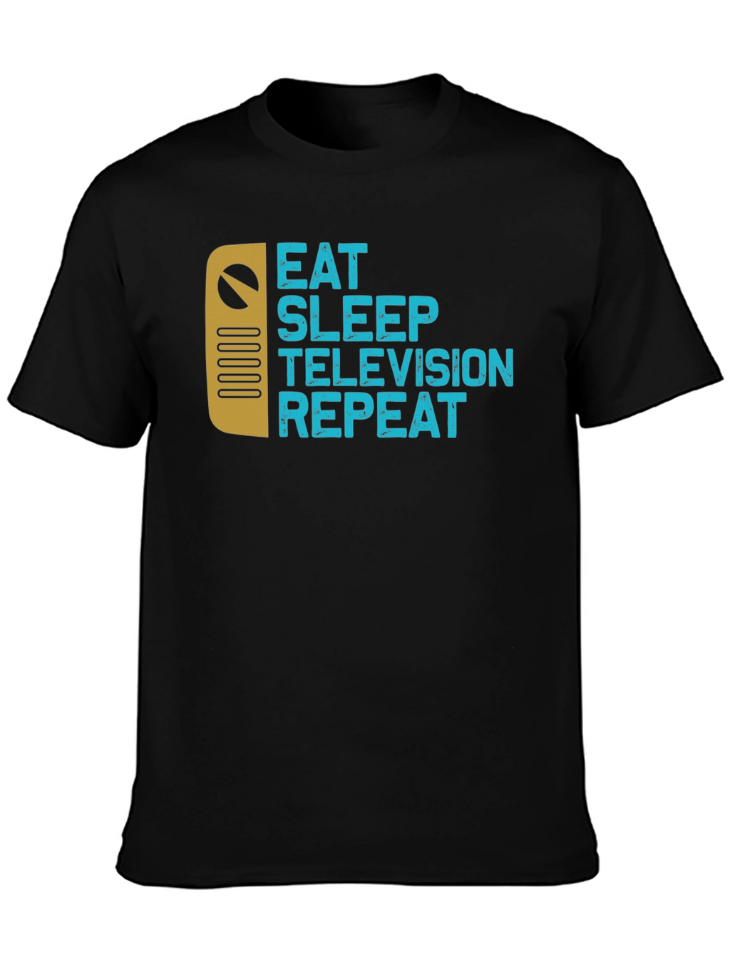 Eat Sleep Television Repeat Black Graphic Tee