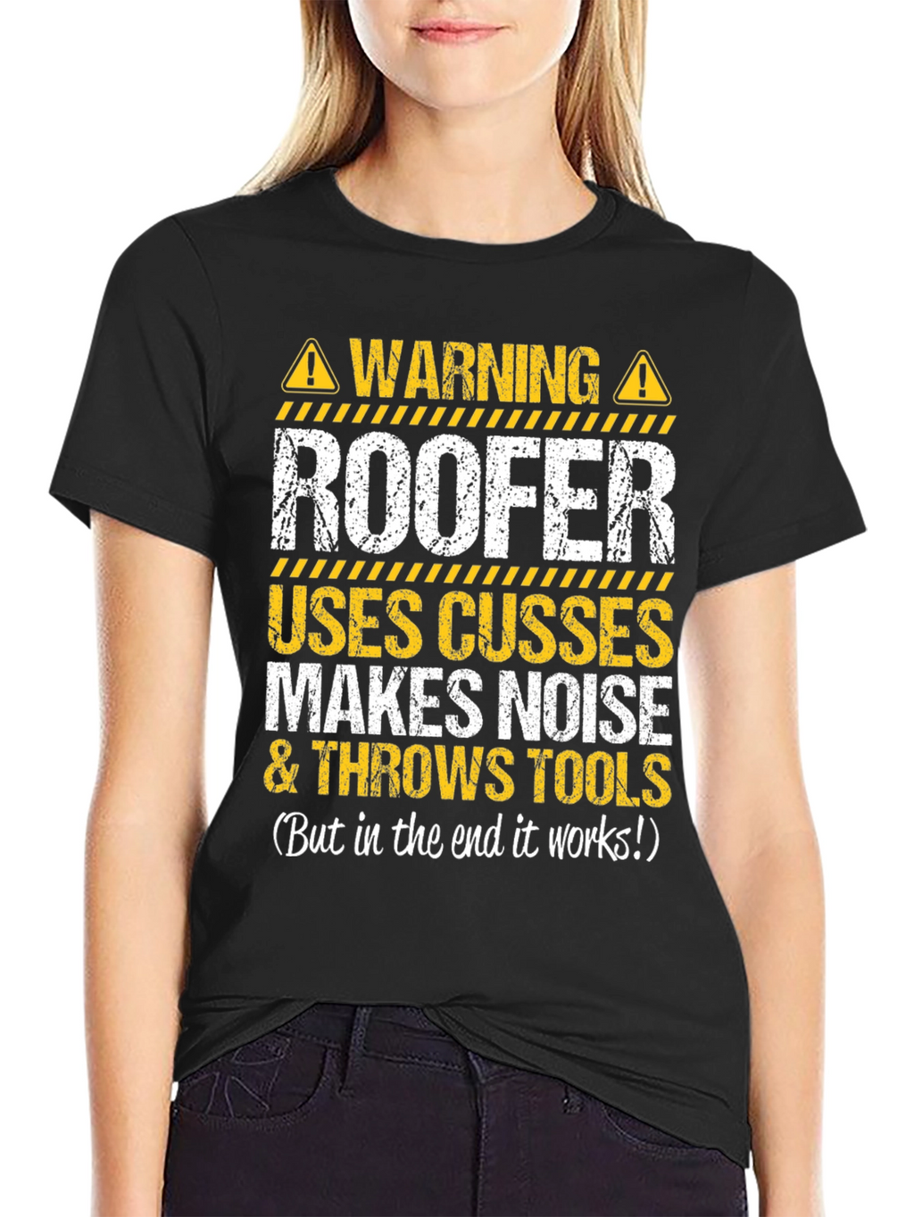 Warning Roofer T-Shirt - Funny Construction Worker Tee