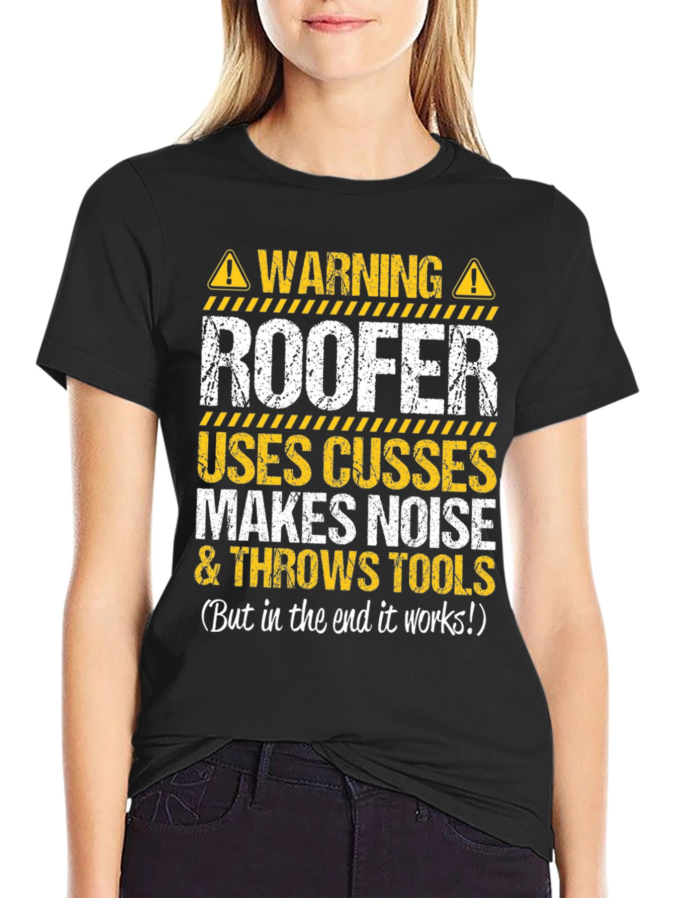 Warning Roofer T-Shirt - Funny Construction Worker Tee