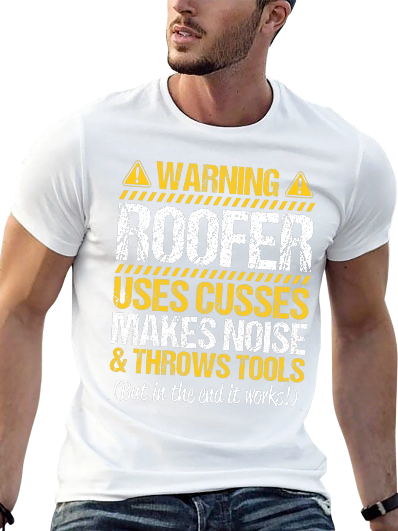 Warning Roofer T-Shirt - Funny Construction Worker Tee