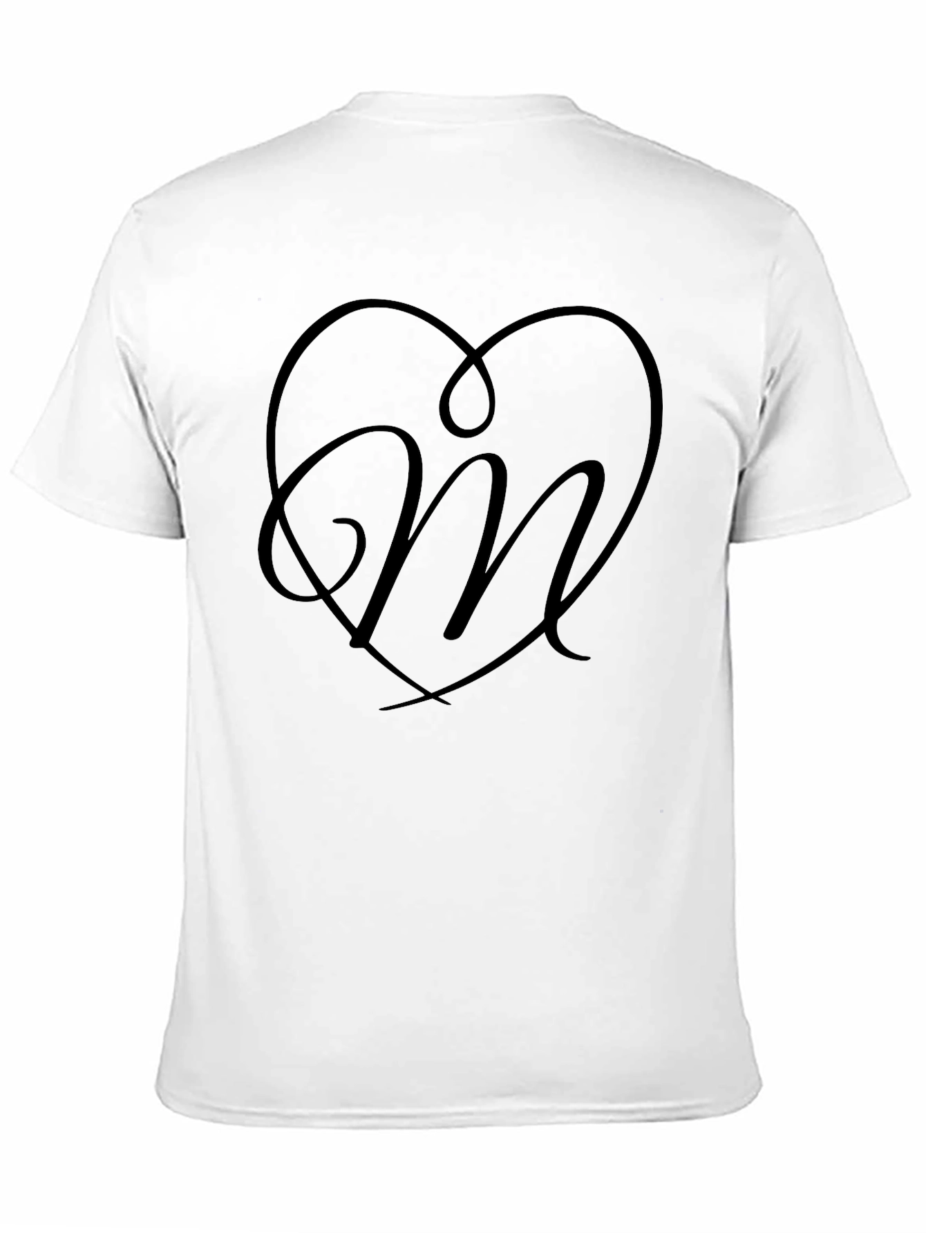 Heart Monogram Letter M Black T-Shirt
