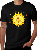Floral Sun Graphic Black T-Shirt