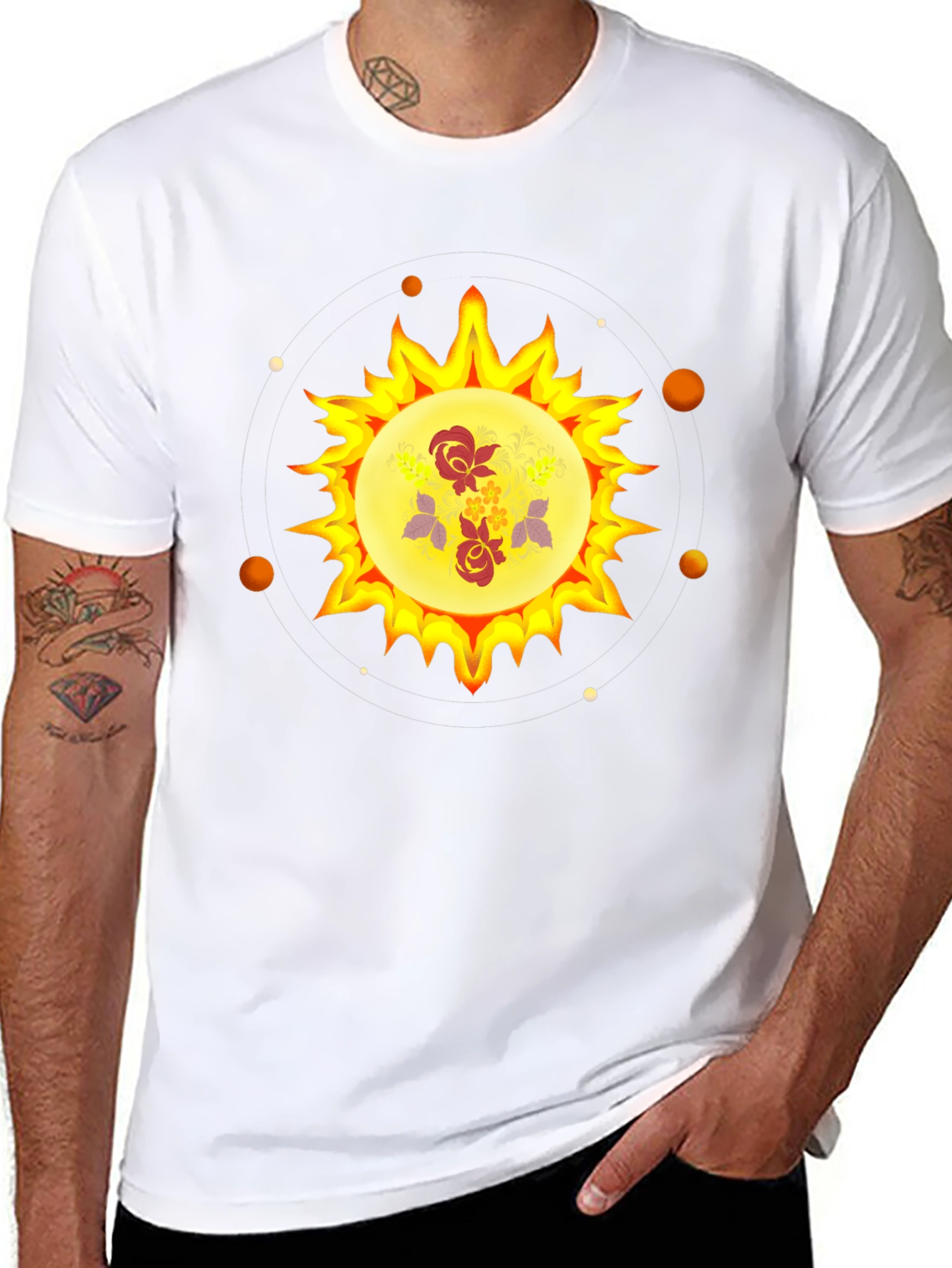 Floral Sun Graphic Black T-Shirt