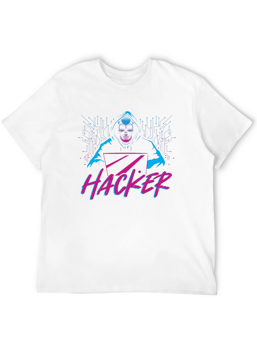 Hacker Graphic T-Shirt - Skull & Laptop Design