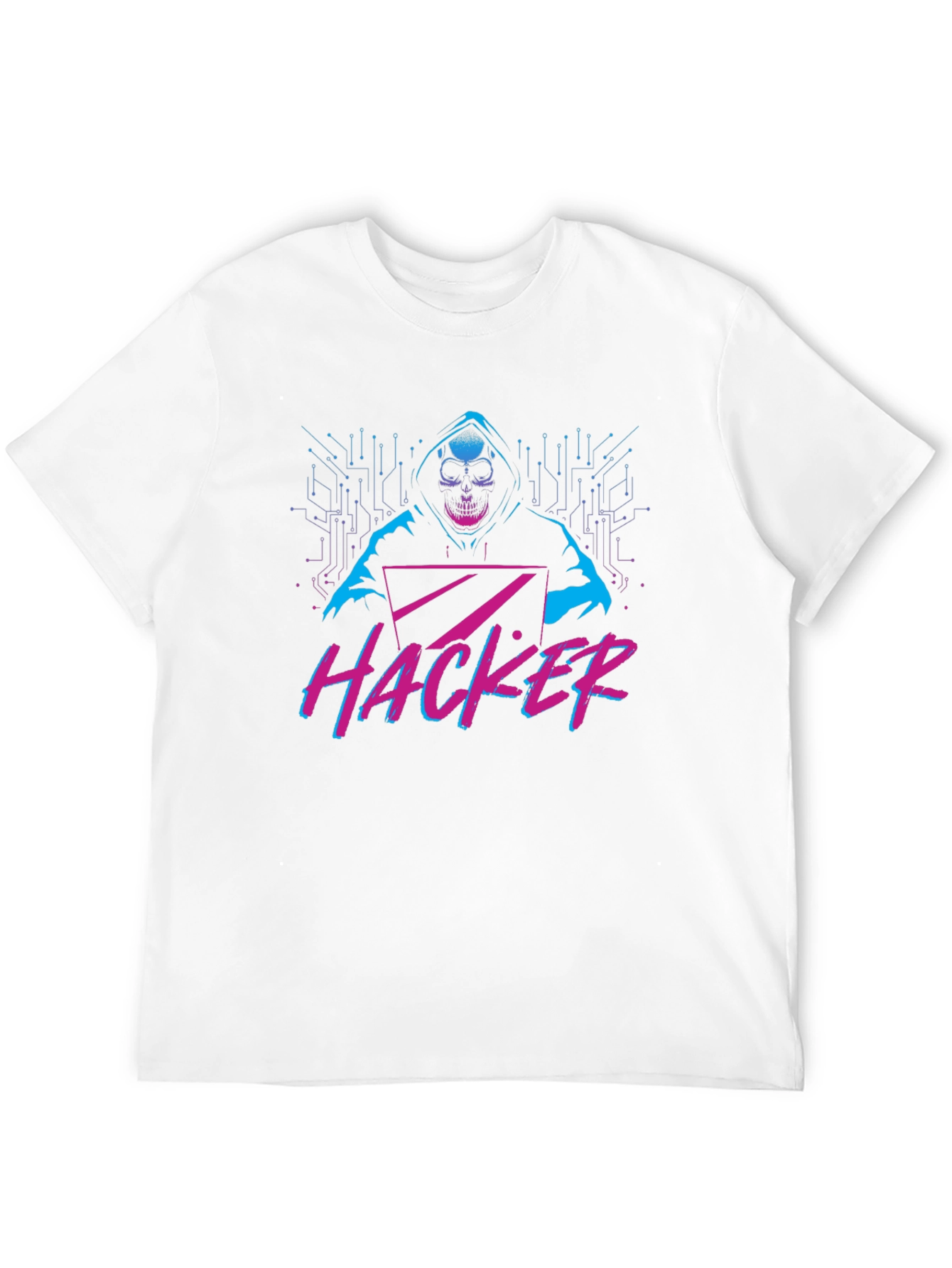 Hacker Graphic T-Shirt - Skull & Laptop Design